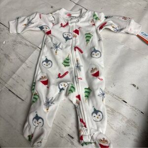 NEW Carter's 3m Christmas Santa holiday fleece jammies pajamas sleeper pjs